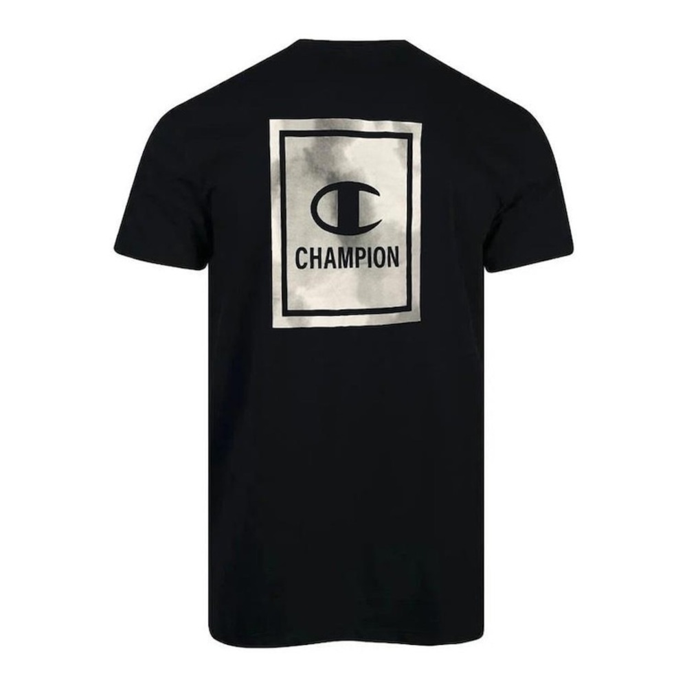 Champion Mens T-Shirt Graphic Logo Print Front & Back Black